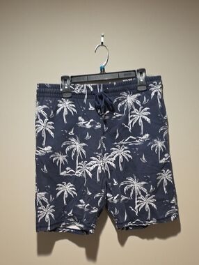 RF Brand Navy Palm-Print Men's Swim Trunks - L